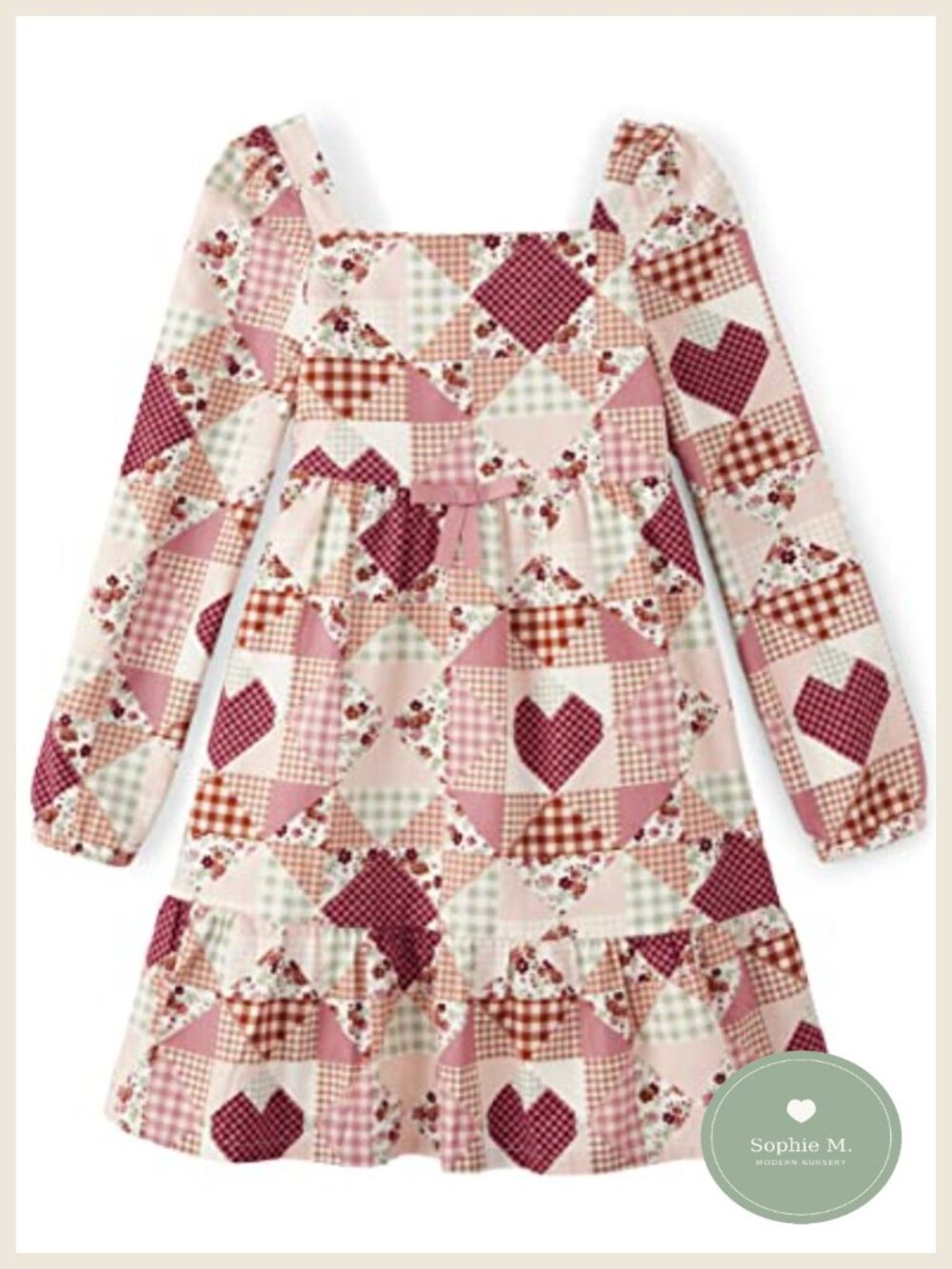 Girls Toddler Long Sleeve Tiered Dress 100% Cotton Twill Ruffled Hem - Picture 1 of 4